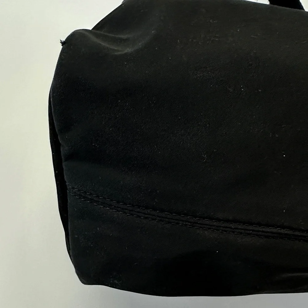 Frances Valentine Black Nylon Cosmetic Bag Travel Makeup Case Zip Top Designer